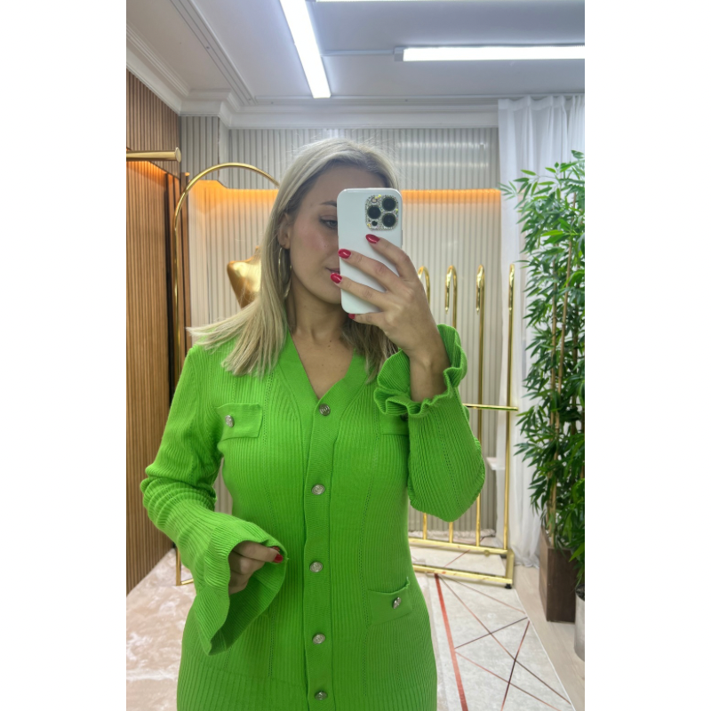 Yeşil triko elbise ref 6001