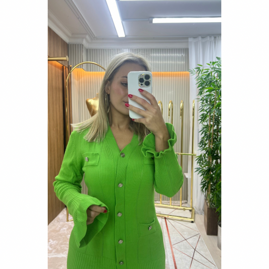 Yeşil triko elbise ref 6001