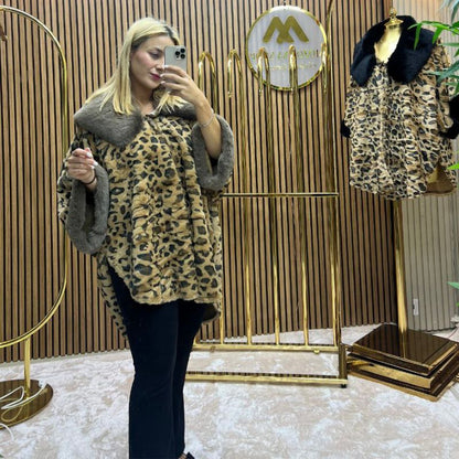 Kürk detaylı pelerin ref 7