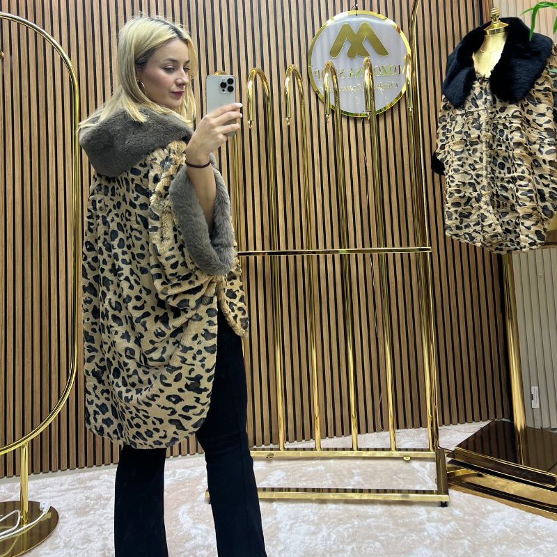 Kürk detaylı pelerin ref 7