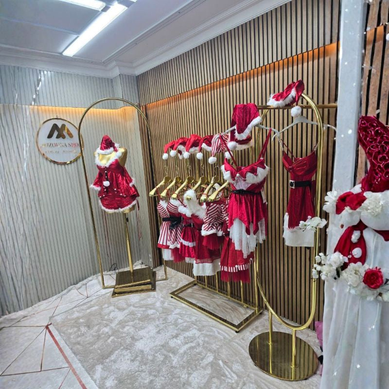 Noel Temalı Kırmızı Mini Elbise